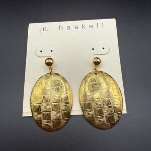 M Haskell Gold Tone Woven Style Statement Earrings